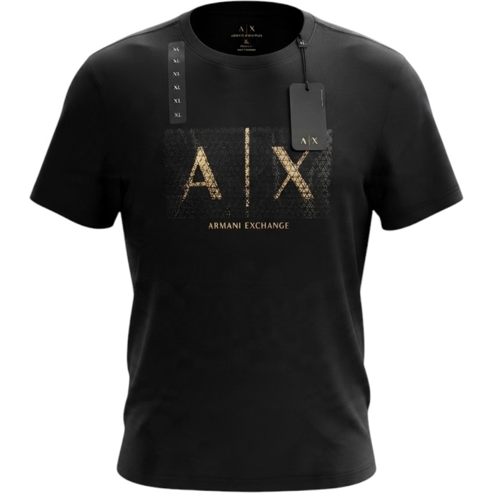 Armani Exchange Mens Gold Logo Graphic T-Shirt Black XL - NEW